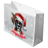 Jingle Paws and Boxer Dog Joy Große Geschenktüte (Vorderseite Schrägansicht)