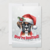 Jingle Paws and Boxer Dog Joy Holiday Party Einladung (Vorderseite)