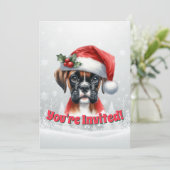 Jingle Paws and Boxer Dog Joy Holiday Party Einladung (Stehend Vorderseite)