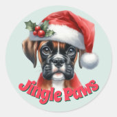 Jingle Paws and Boxer Dog Joy Runder Aufkleber (Vorderseite)