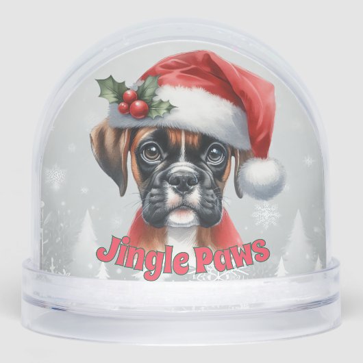 Jingle Paws and Boxer Dog Joy Schneekugeln (Vorderseite)