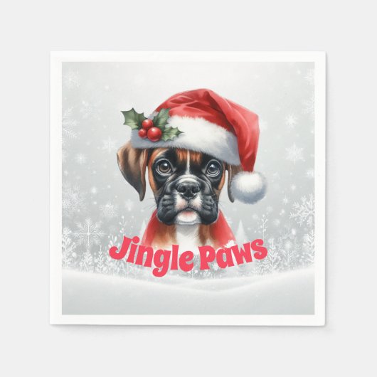 Jingle Paws and Boxer Dog Joy Serviette (Vorderseite)