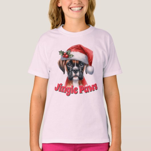 Jingle Paws and Boxer Dog Joy T-Shirt (Vorderseite)