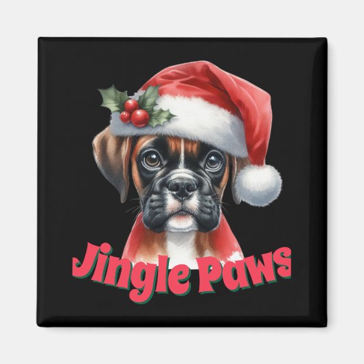Jingle Paws And Boxer Dog Joy T Shirt Magnet (Vorne)