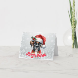 Jingle Paws Boxer-Hund Weihnachtskarte Feiertagskarte