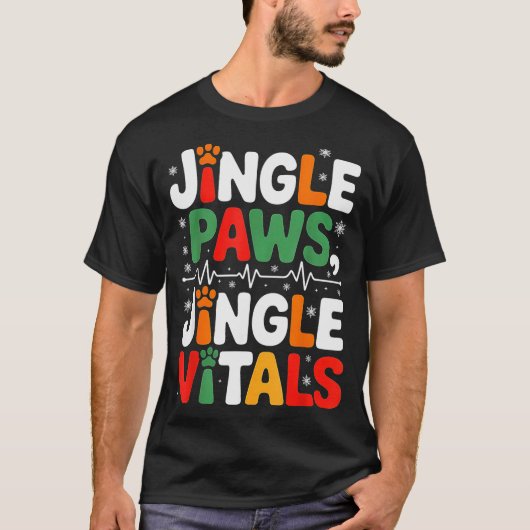 Jingle Paws Jingle Vitals Funny Vet Nurse Xmas T-Shirt (Vorderseite)