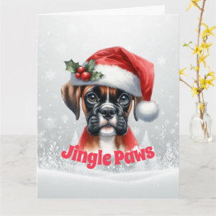 Jingle Paws und Boxer Dog Joy Holiday Karte