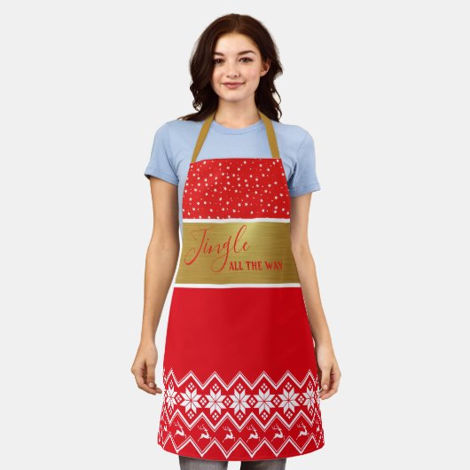 Jingle | Rentiere, Schneeflocken und Sterne Schürze (Getragen)