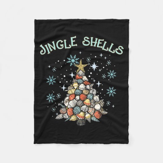Jingle Shells Christmas Tree Snowflakes Celebratio Fleecedecke (Vorderseite)