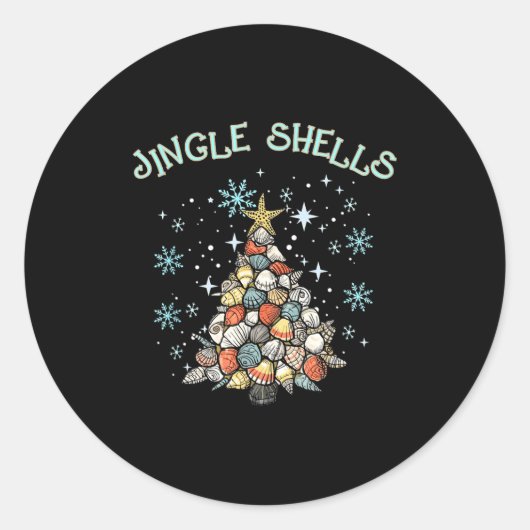 Jingle Shells Christmas Tree Snowflakes Celebratio Runder Aufkleber (Vorderseite)