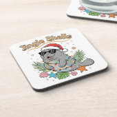Jingle Shells Tropical Santa Manatee Christmas Getränkeuntersetzer (Linke Seite)