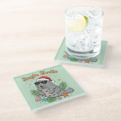 Jingle Shells Tropical Santa Manatee Christmas Glasuntersetzer (Schrägansicht)