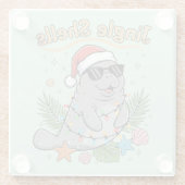 Jingle Shells Tropical Santa Manatee Christmas Glasuntersetzer (Rückseite)