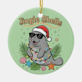 Jingle Shells Tropical Santa Manatee Christmas Keramik Ornament