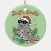 Jingle Shells Tropical Santa Manatee Christmas Keramik Ornament (Hinten)