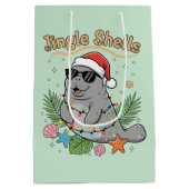 Jingle Shells Tropical Santa Manatee Christmas Mittlere Geschenktüte (Rückseite)