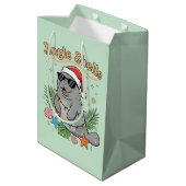 Jingle Shells Tropical Santa Manatee Christmas Mittlere Geschenktüte (Rückseite Schrägansicht)