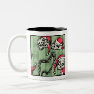 Jingle Skulls - Pop Goth Holiday Surreal Zweifarbige Tasse