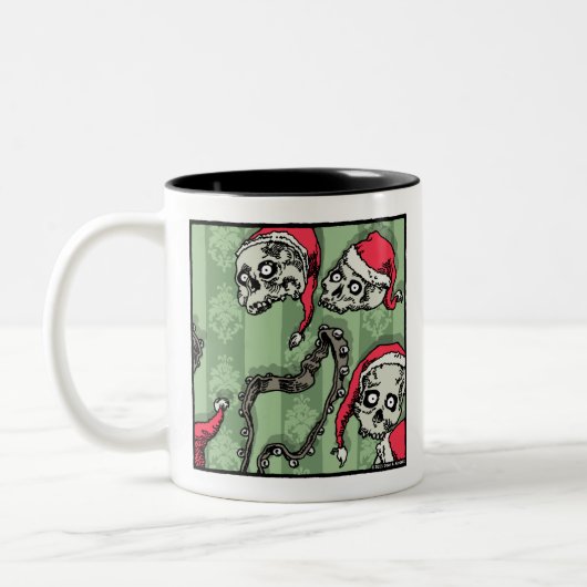 Jingle Skulls - Pop Goth Holiday Surreal Zweifarbige Tasse (Links)