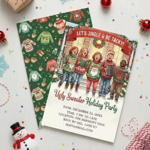 Jingle & Tacky hässlicher Weihnachtspullover-Weihn Einladung