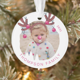 Jingle The Way Fun Foto Rentier Antler Bells Ornament