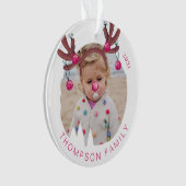 Jingle The Way Fun Foto Rentier Antler Bells Ornament (Vorderseite)
