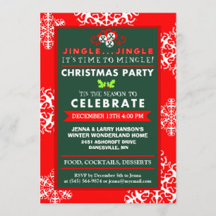 Jingle Time to Mingle Red Green Christmas Einladung