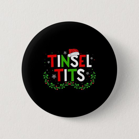 Jingle Tinsel Matching Chestnut Christmas Couple Button (Vorderseite)