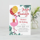 Jingle und Flamingo Tropical Christmas Geburtstag Einladung (Stehend Vorderseite)