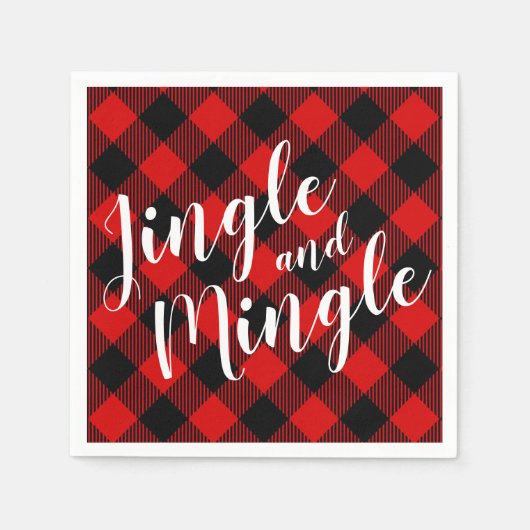 Jingle und Mingle Buffalo Kariert Holiday Party Serviette (Vorderseite)