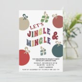 Jingle und Mingle bunte Ornamente Urlaub Einladung (Stehend Vorderseite)