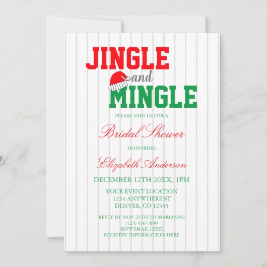 Jingle und Mingle Christmas Brautparty Einladung (Vorderseite)