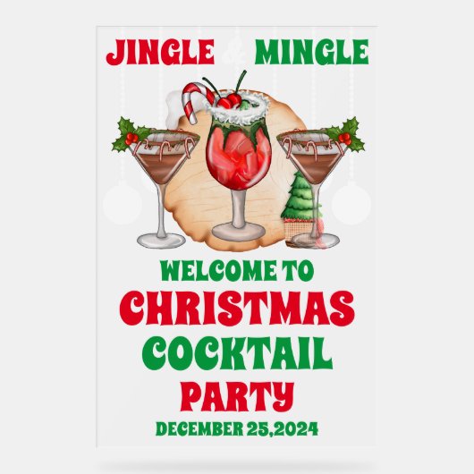 Jingle und Mingle Christmas Cocktail Party Mattier Acrylschild (Vorderseite)