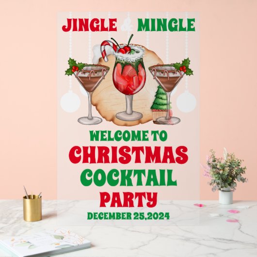 Jingle und Mingle Christmas Cocktail Party Mattier Acrylschild (Hochzeit)