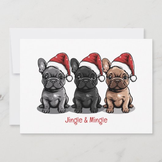 Jingle und Mingle Christmas French Bulldog Einladung (Vorderseite)