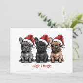 Jingle und Mingle Christmas French Bulldog Einladung (Stehend Vorderseite)