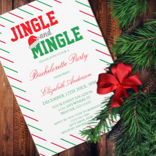 Jingle und Mingle Christmas Junggeselinnen-Abschie Einladung