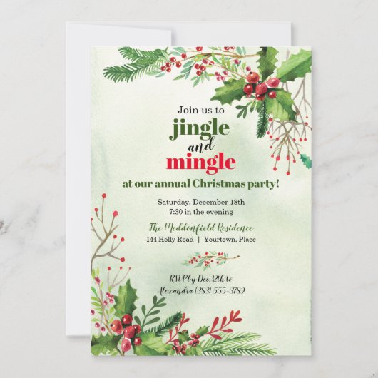 Jingle und Mingle Christmas Party Einladung (Vorderseite)