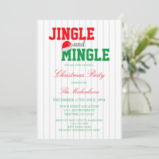 Jingle und Mingle Christmas Party Einladung (Stehend Vorderseite)