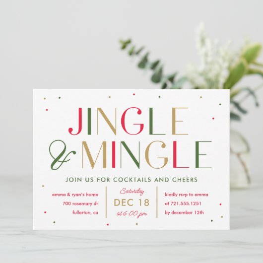 Jingle und Mingle Christmas Party Einladung (Stehend Vorderseite)