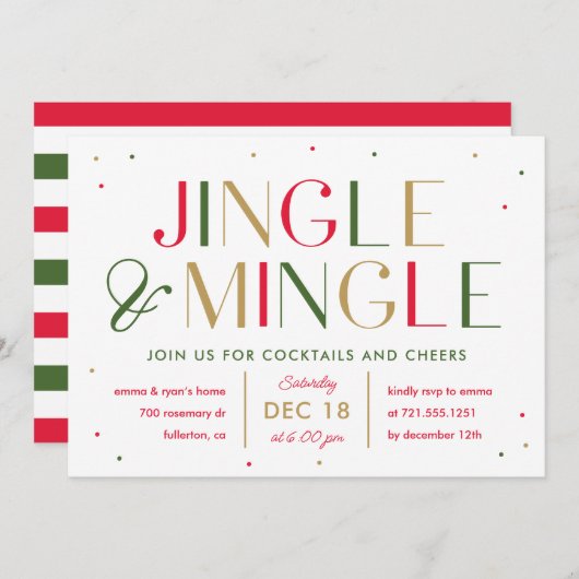 Jingle und Mingle Christmas Party Einladung (Vorne/Hinten)