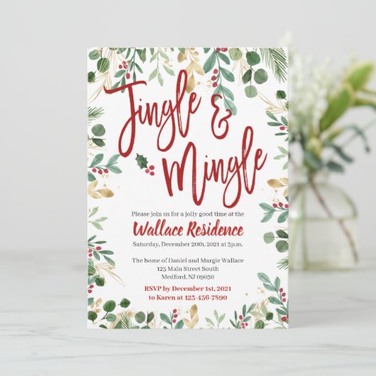 Jingle und Mingle Christmas Party Einladungen (Stehend Vorderseite)