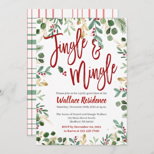 Jingle und Mingle Christmas Party Einladungen (Vorne/Hinten)