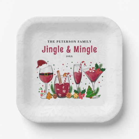 Jingle und Mingle Christmas Party Pappteller (Vorderseite)