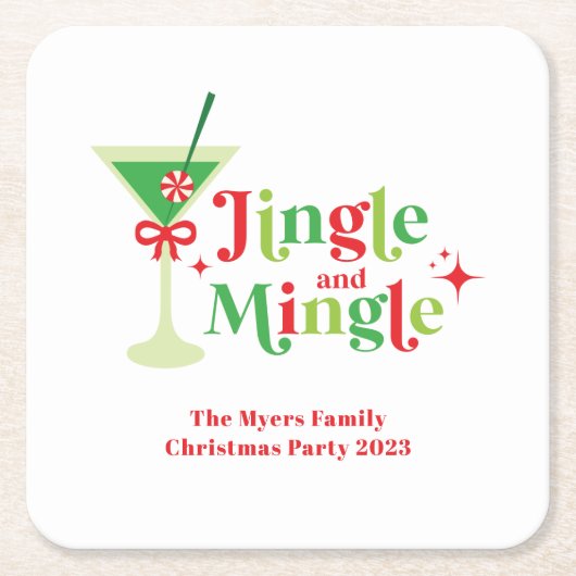 Jingle und Mingle Christmas Party Rechteckiger Pappuntersetzer (Vorderseite)