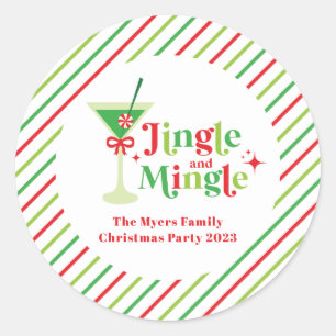 Jingle und Mingle Christmas Party Runder Aufkleber