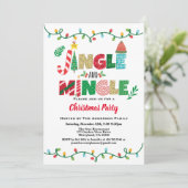 Jingle und Mingle Christmas Party String Light Einladung (Stehend Vorderseite)
