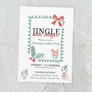 Jingle und Mingle Doodle Weihnachts-Cocktailparty Einladung
