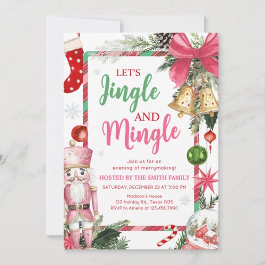Jingle und Mingle Festivals Weihnachts-Party Einladung (Vorderseite)