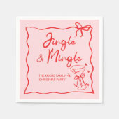 Jingle und Mingle Hand zeichnen Weihnachts-Party Serviette (Vorderseite)